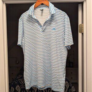 adidas golf polo, men's medium, blue w/stripes